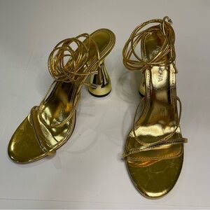 Fashion Nova Gold Strappy Heels
